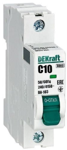 Выключатель автоматический DEKraft ВА-103 1п 10А C 6кА фото Выключатель автоматический DEKraft ВА-103 1п 10А C 6кА картинка